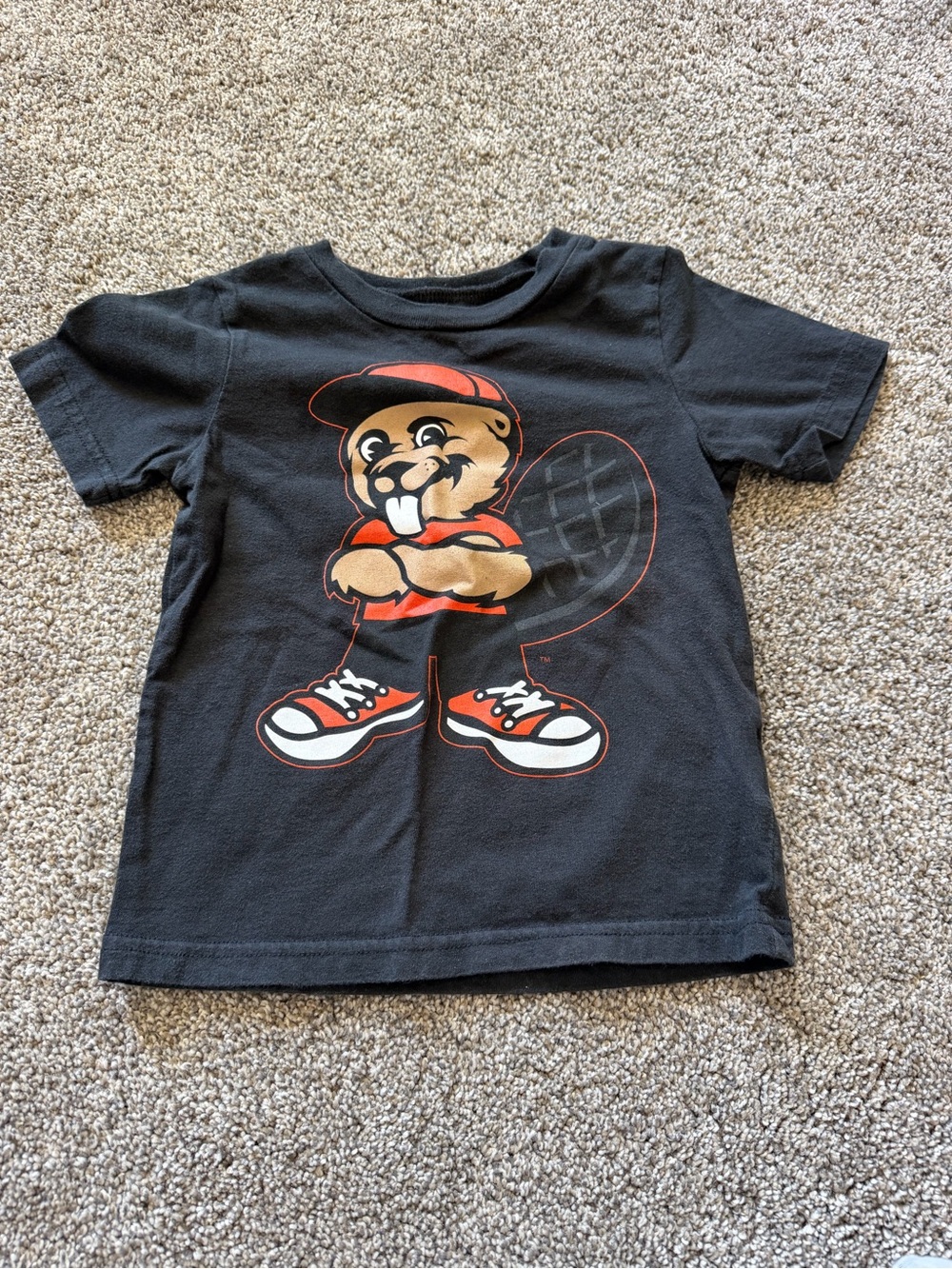 OSU- Oregon Beavers-Kids Black Short-Sleeve Graphic Tee with Red Accents